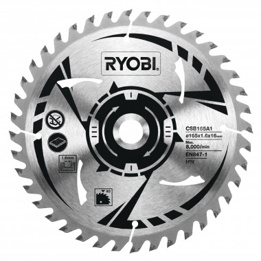 Пильный диск для R18CS (165х16х1.6 мм, 40 зубьев) Ryobi CSB165A1 5132002774