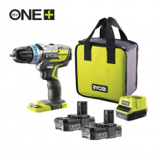 Бесщеточная ударная дрель-шуруповерт (2х2.0Ач) Ryobi R18PDBL-220S